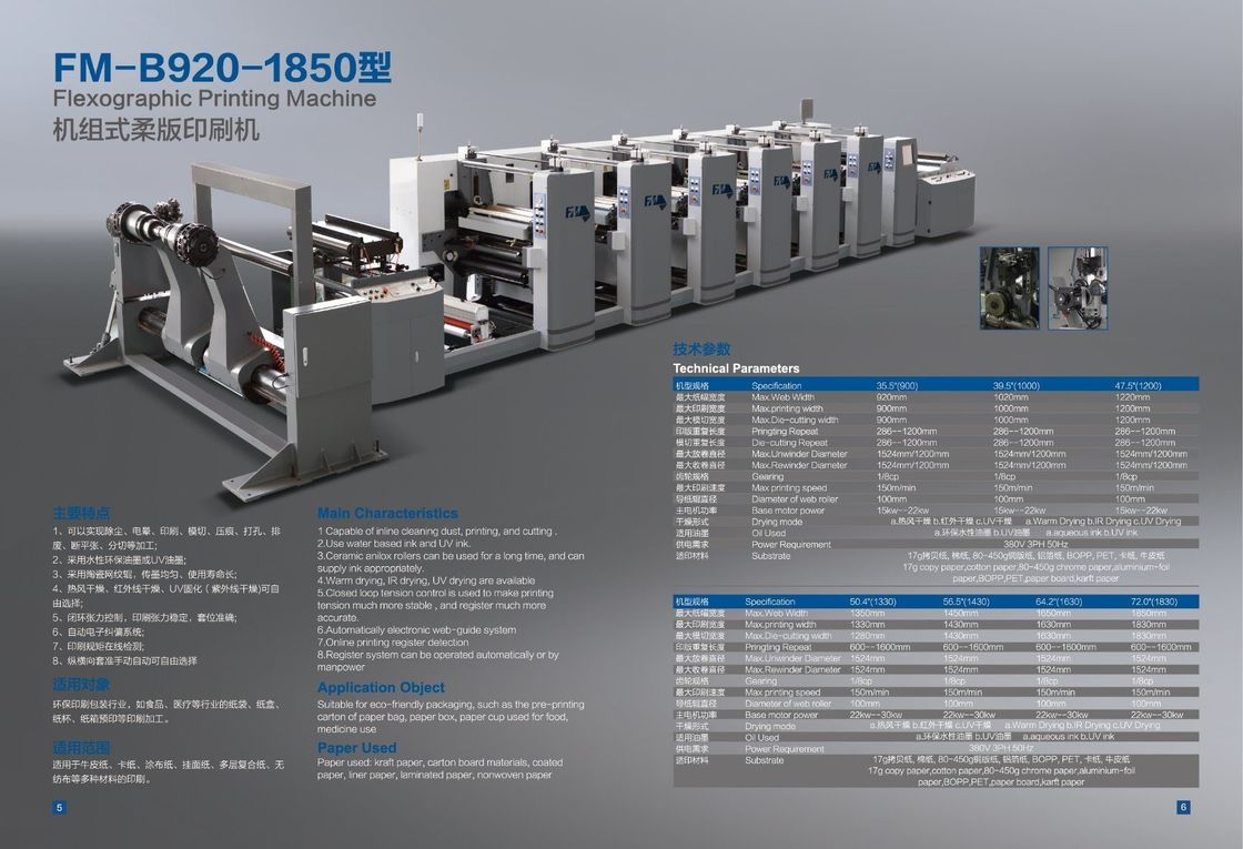 5 Paquet de papier couleur Flexo machine à imprimer avec structure de gravure rotative